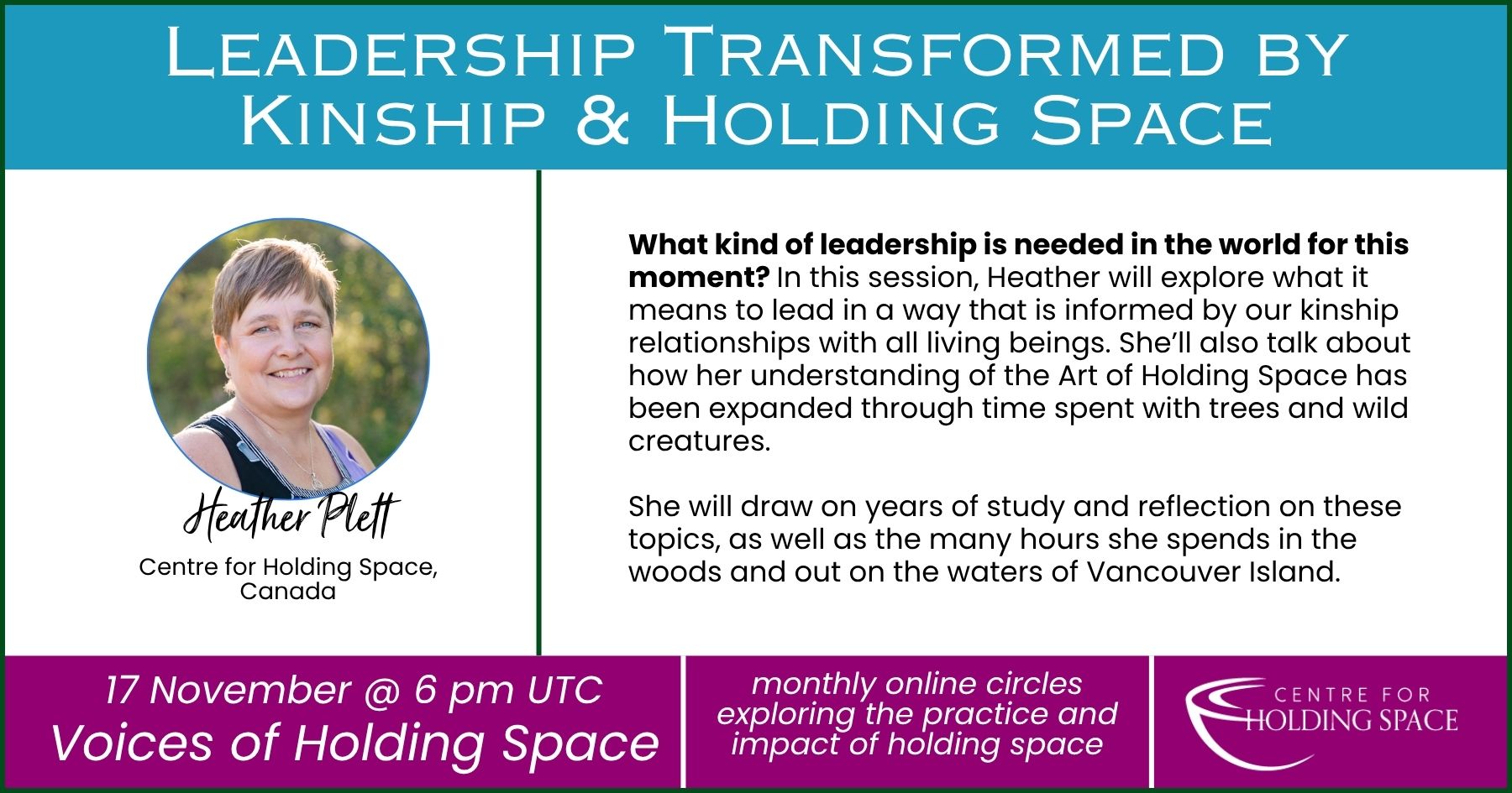 Voices of Holding Space – banner for sessions – Heather