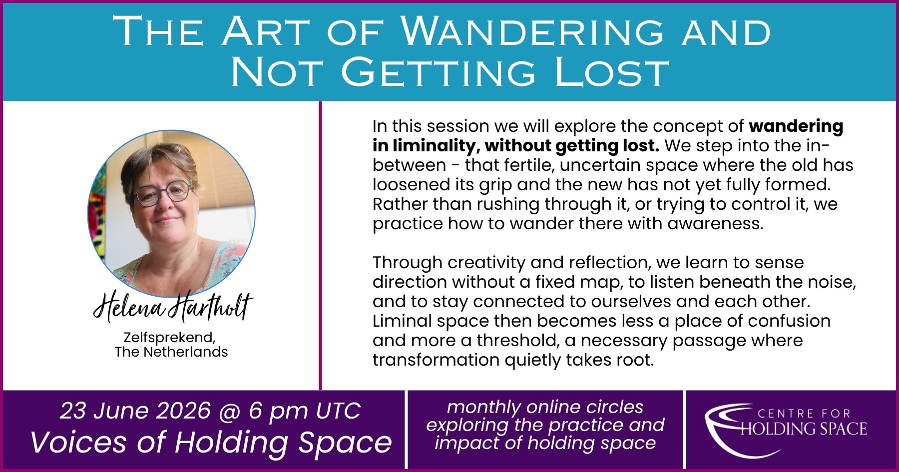 Voices of Holding Space – banner for sessions – Helena